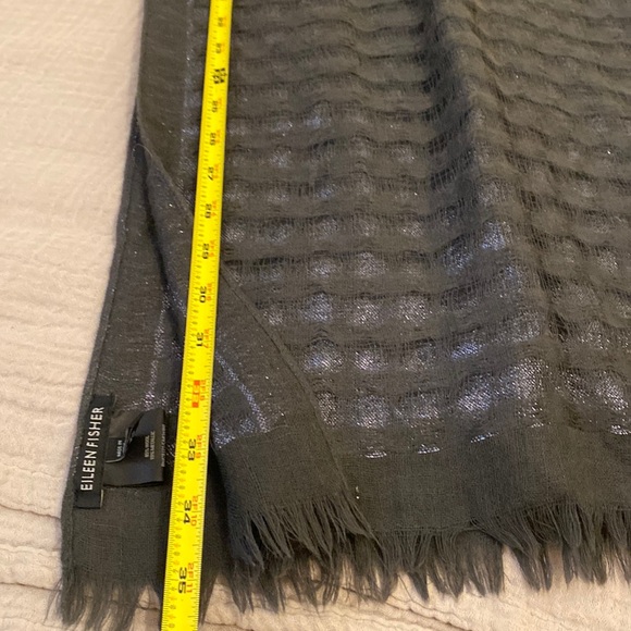 Eileen Fisher Wool Charcoal Scarf with Subtle Sheen. 16” 70” - Picture 6 of 6